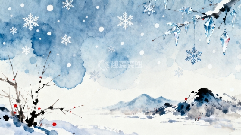 高清大图下载【趣麦麦图】冬至立冬海报背景7
