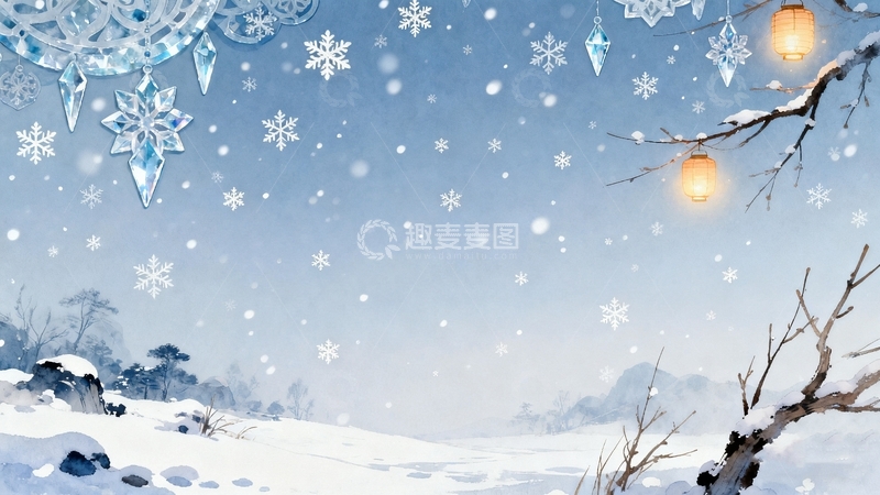 高清大图下载【趣麦麦图】冬至立冬海报背景19