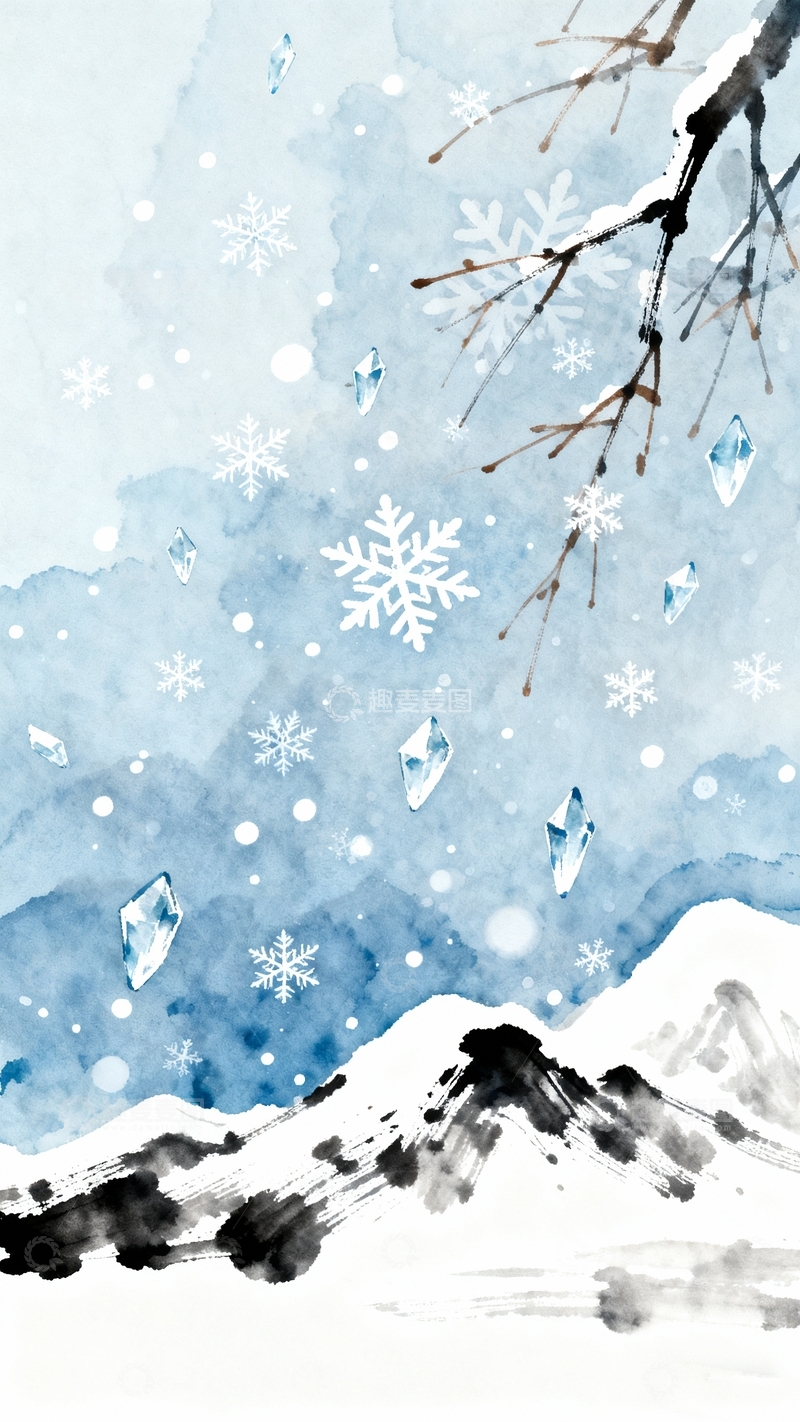 高清大图下载【趣麦麦图】中国风雪天冬季背景20