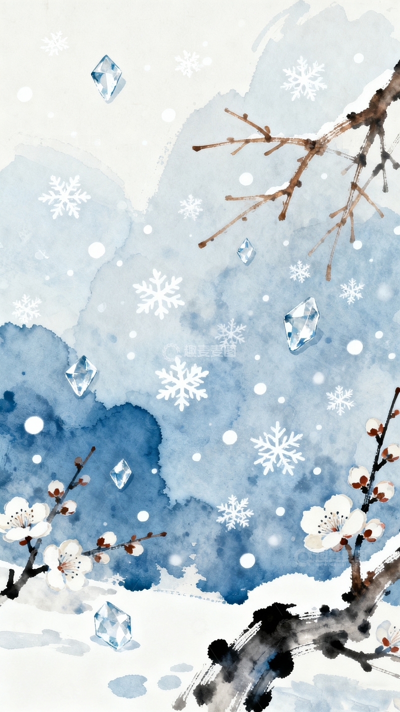 高清大图下载【趣麦麦图】冬至立冬海报背景11
