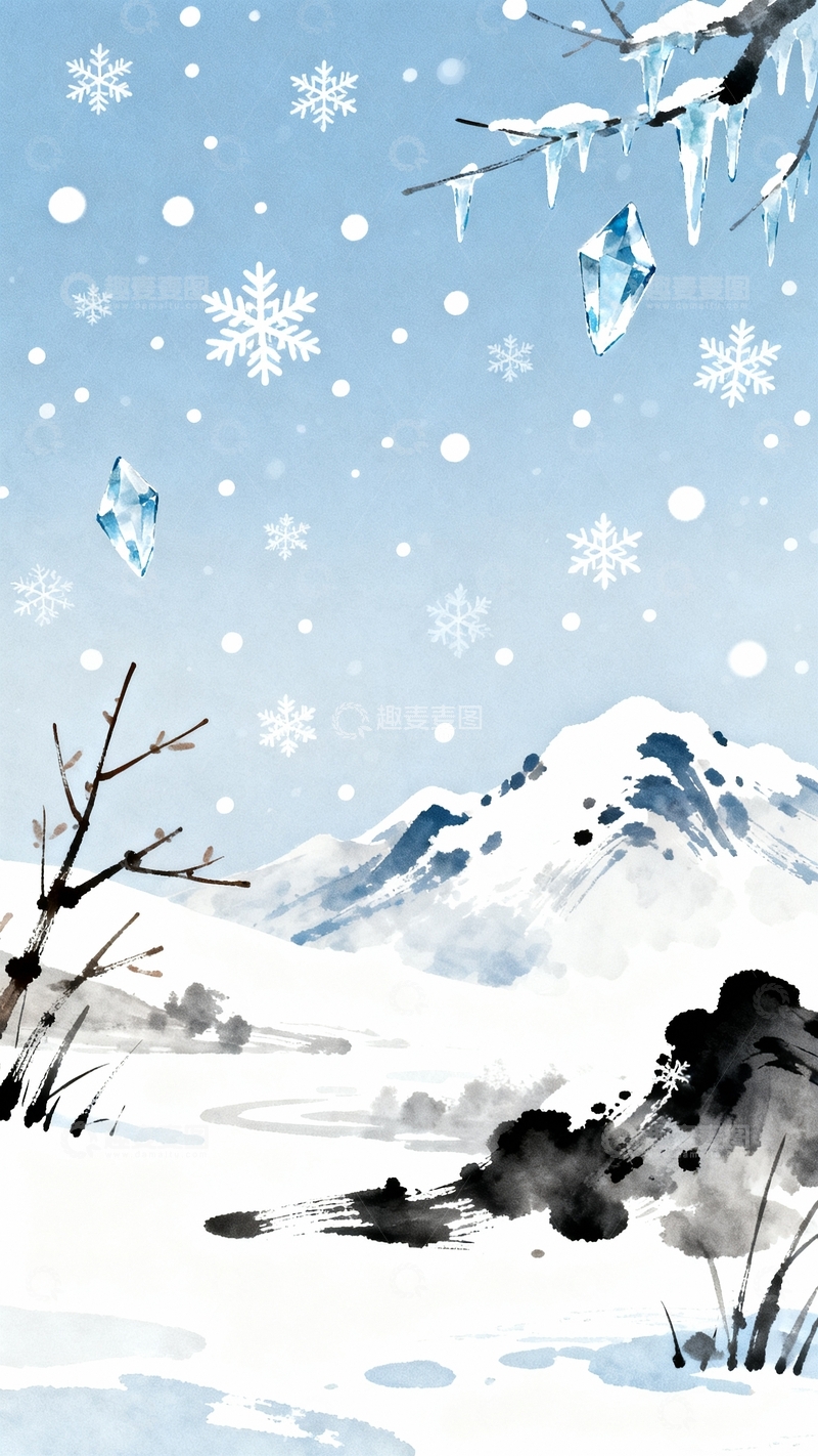 高清大图下载【趣麦麦图】-冬至立冬海报背景2