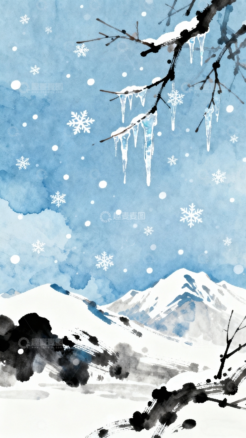 高清大图下载【趣麦麦图】冬至立冬背景4