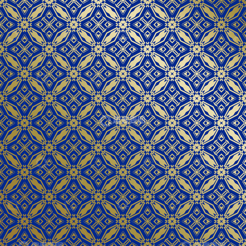 源文件下载【趣麦麦图】蓝金中式几何花纹背景图21