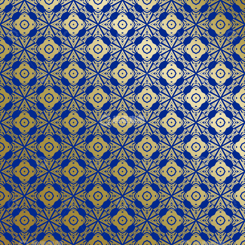 源文件下载【趣麦麦图】蓝金中式几何花纹背景图2