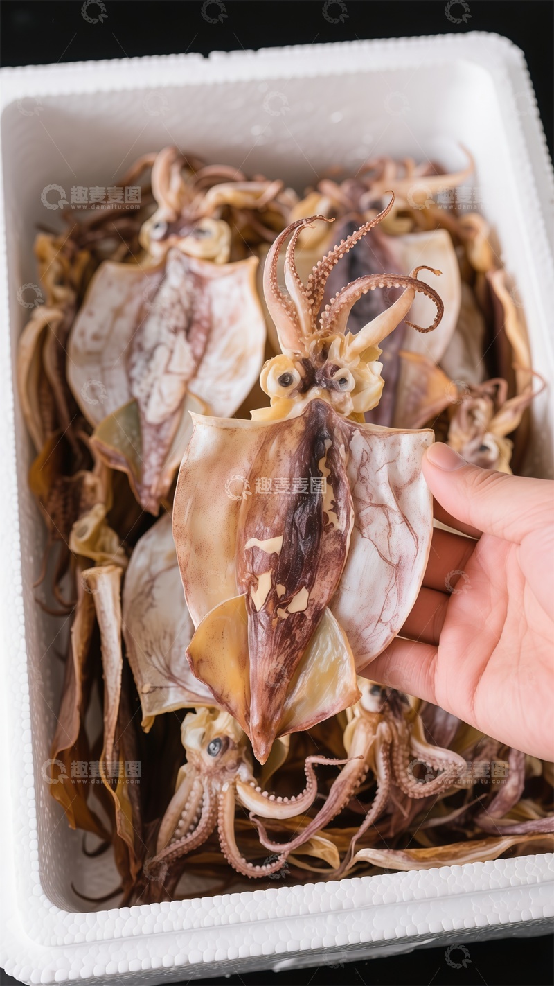 高清大图下载【趣麦麦图】盒装干鱿鱼特写摄影