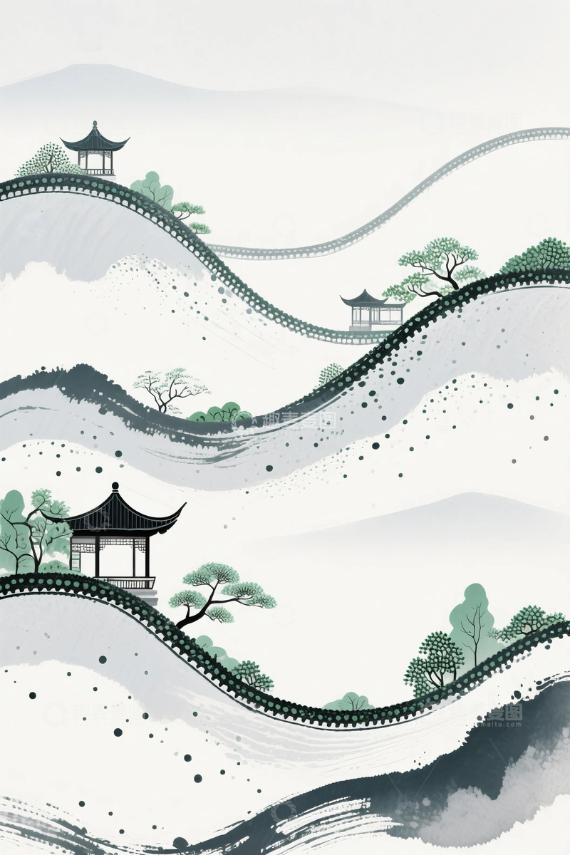 高清大图下载【趣麦麦图】中国风水墨山水3