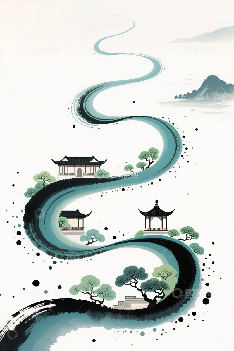 高清大图下载【趣麦麦图】中国风水墨山水1