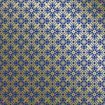 蓝金中式几何花纹背景图6