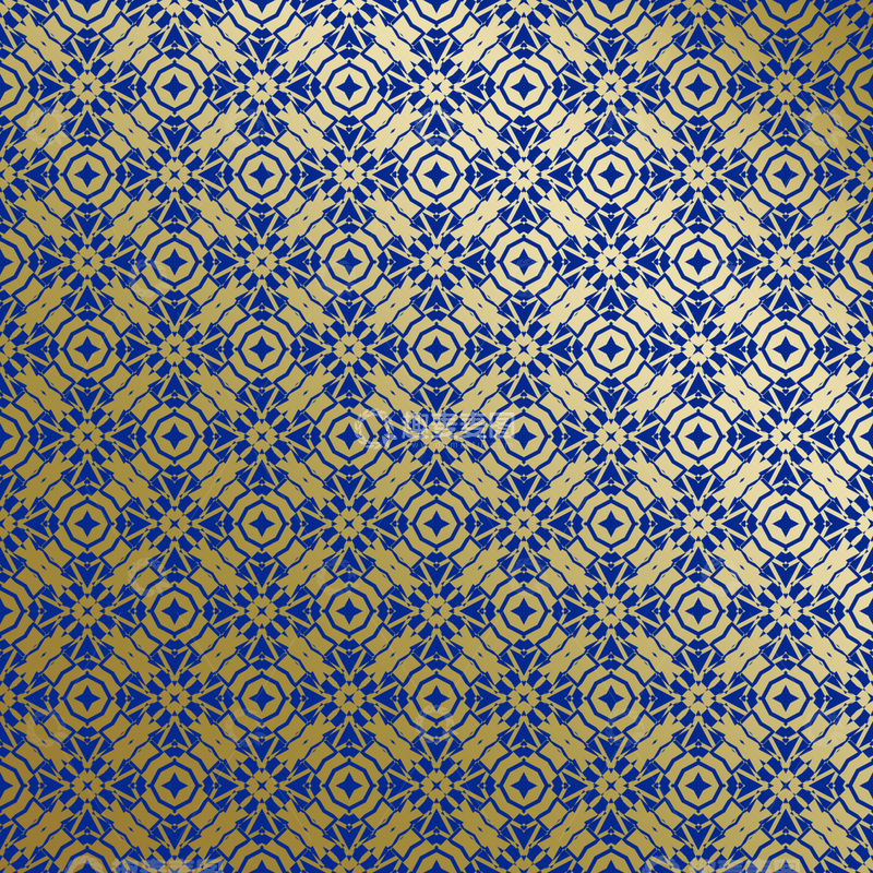 源文件下载【趣麦麦图】蓝金中式几何花纹背景图6