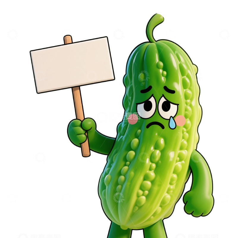高清大图下载【趣麦麦图】-卡通苦瓜表情抗议素材