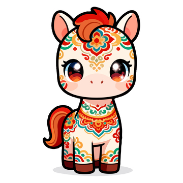 卡通小马中国风装饰图案