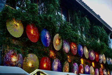 传统纸伞装饰景观