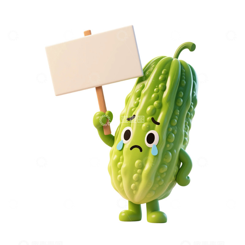 高清大图下载【趣麦麦图】卡通苦瓜表情抗议图