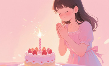 粉色生日祝福插画素材