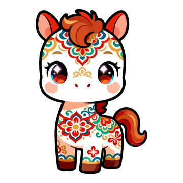 彩绘小马驹卡通形象设计素材