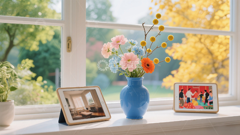 高清大图下载【趣麦麦图】窗台窗外风景风光静物摄影