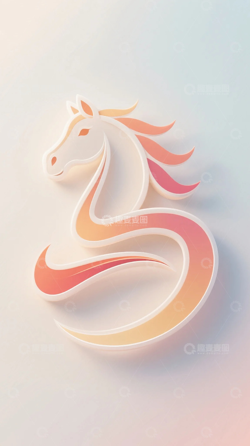 高清大图下载【趣麦麦图】简约渐变马形艺术图案