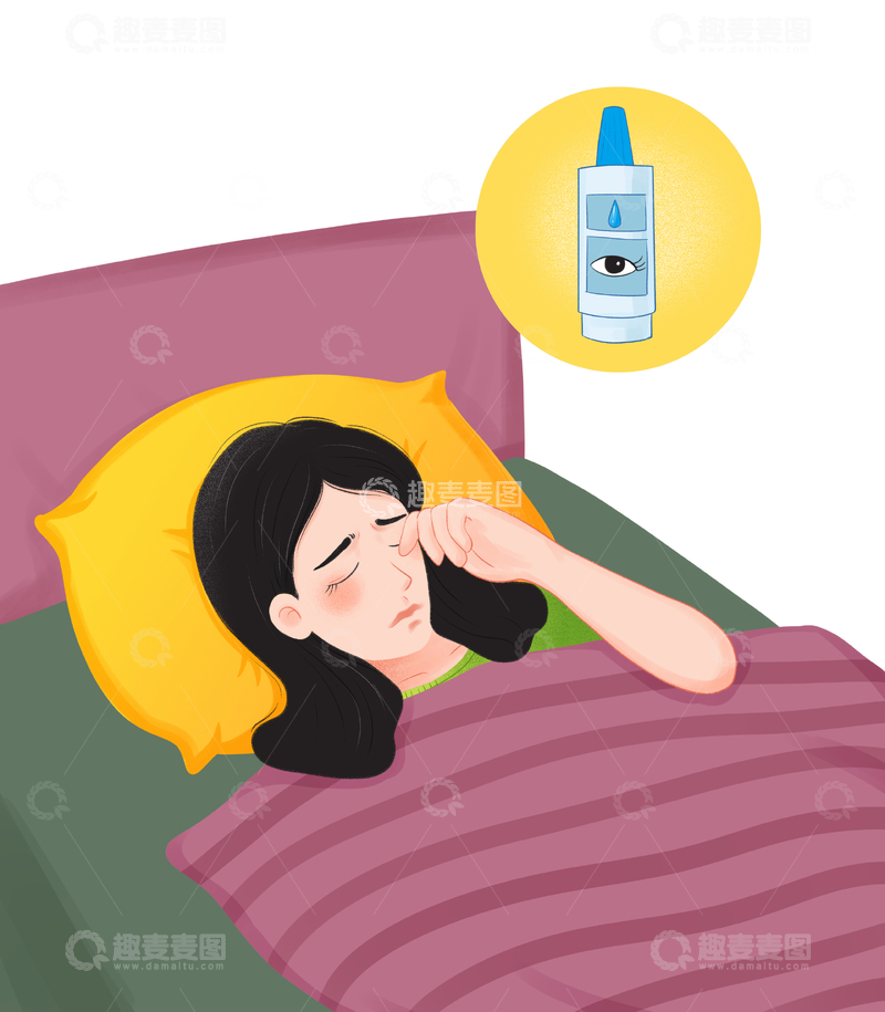卧床女性眼部不适滴眼药水