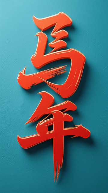 红色书法马年艺术字设计