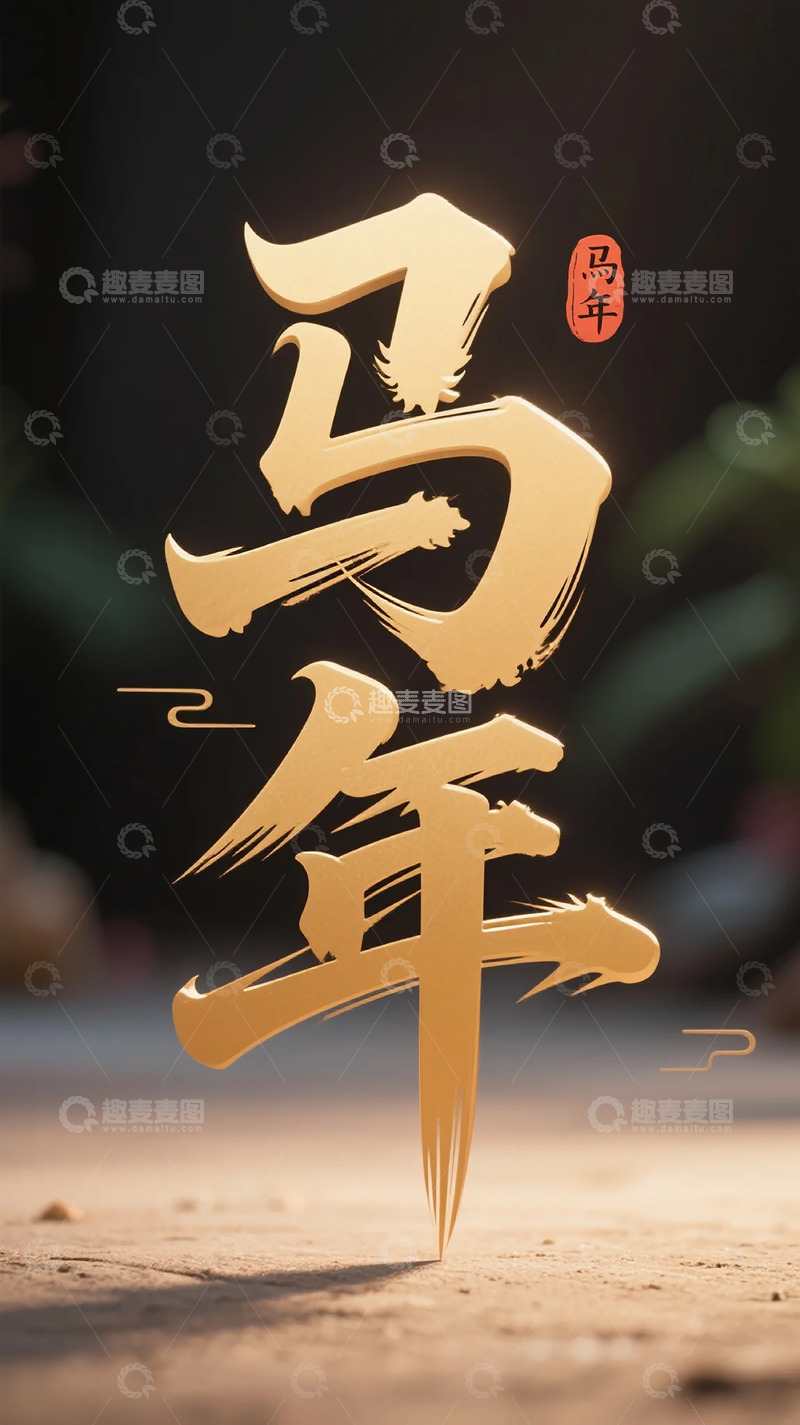 高清大图下载【趣麦麦图】金文字马年艺术字设计