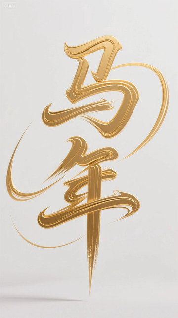 金色书法马年艺术字设计