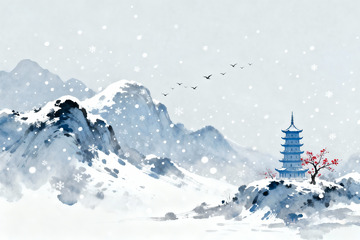 水墨山水雪景画12