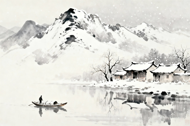 高清大图下载【趣麦麦图】新中式水墨冬景