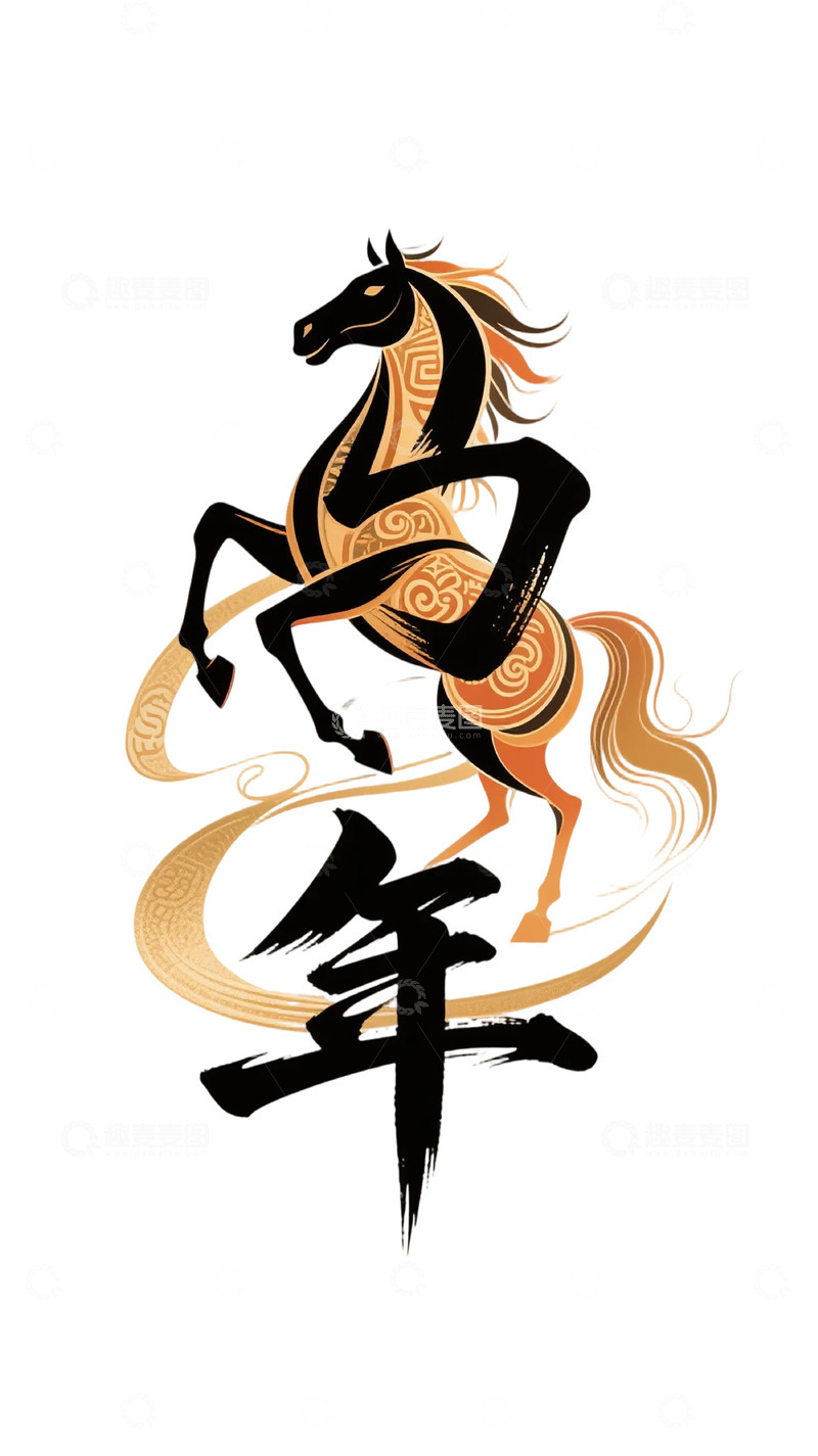 高清大图下载【趣麦麦图】艺术风格马年图案