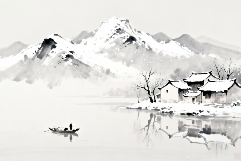 高清大图下载【趣麦麦图】新中式水墨冬景10
