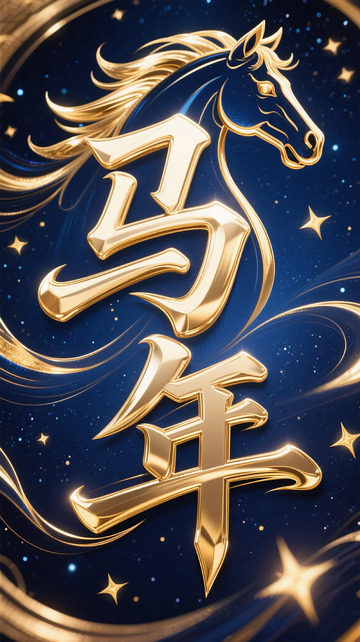 星空金马年艺术字设计