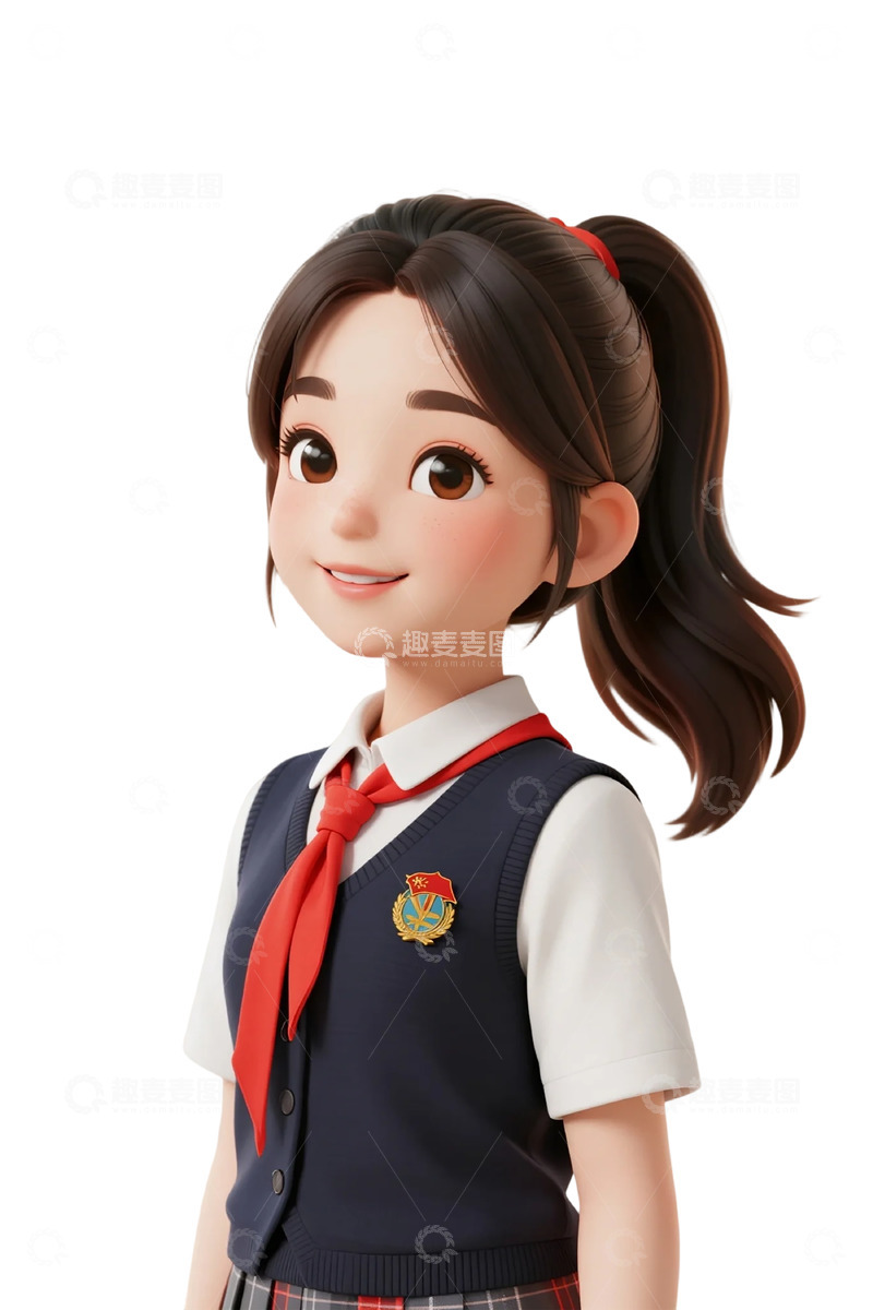 高清大图下载【趣麦麦图】卡通校服少女学生形象设计素材