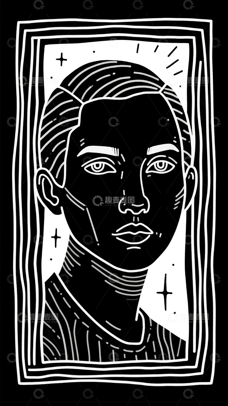高清大图下载【趣麦麦图】黑白色调宗教人物版画