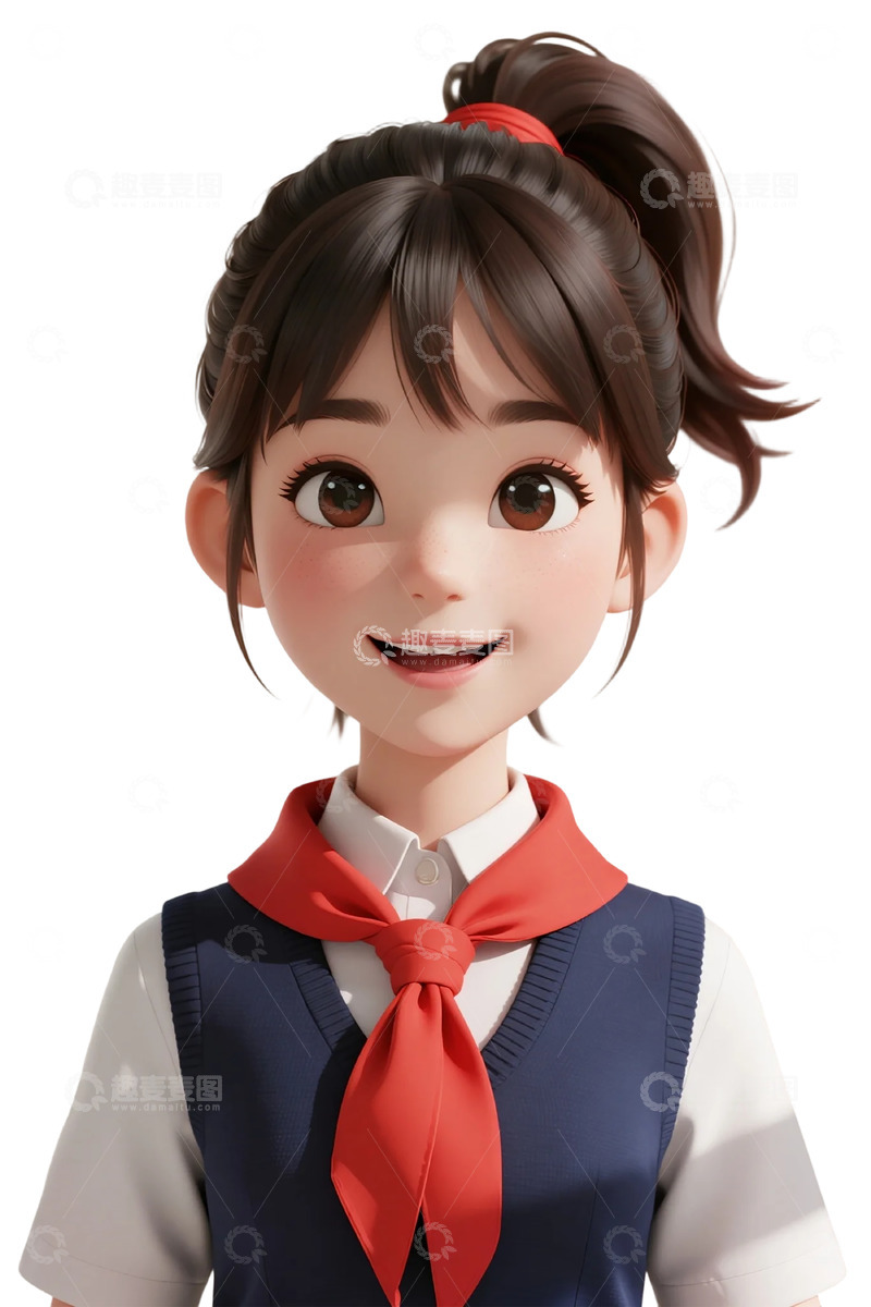 高清大图下载【趣麦麦图】卡通少女学生形象插画