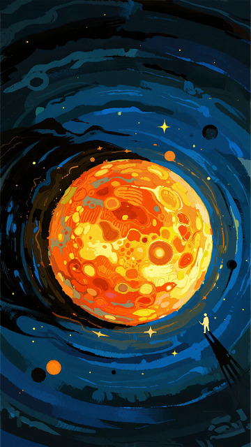 抽象宇宙行星艺术插画