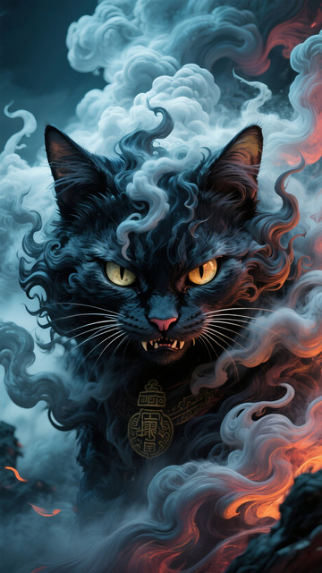 玄幻风格古代玄猫黑猫特写1