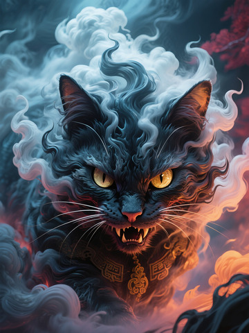 玄幻风格古代玄猫黑猫特写2