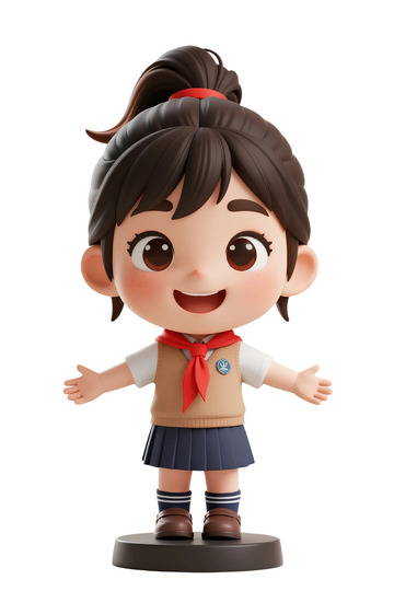 卡通学生玩偶3D模型