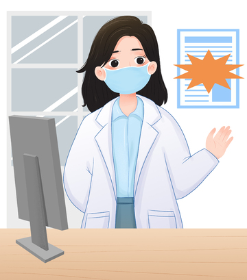 科学医疗人员工作场景插画