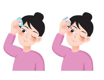 女孩使用眼药水的可爱瞬间