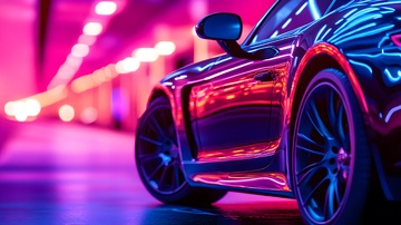 霓虹灯光跑车夜景