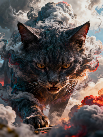 古代玄猫黑猫奇幻插画