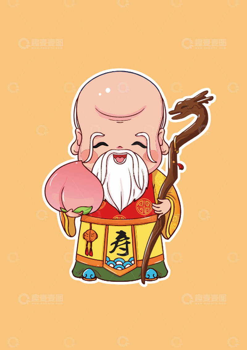 卡通寿星爷吉祥插画
