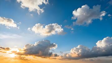 蓝天白云日落美景风光摄影