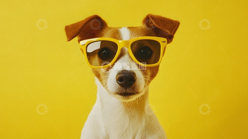 高清大图下载【趣麦麦图】时尚趣味戴眼镜小狗写真