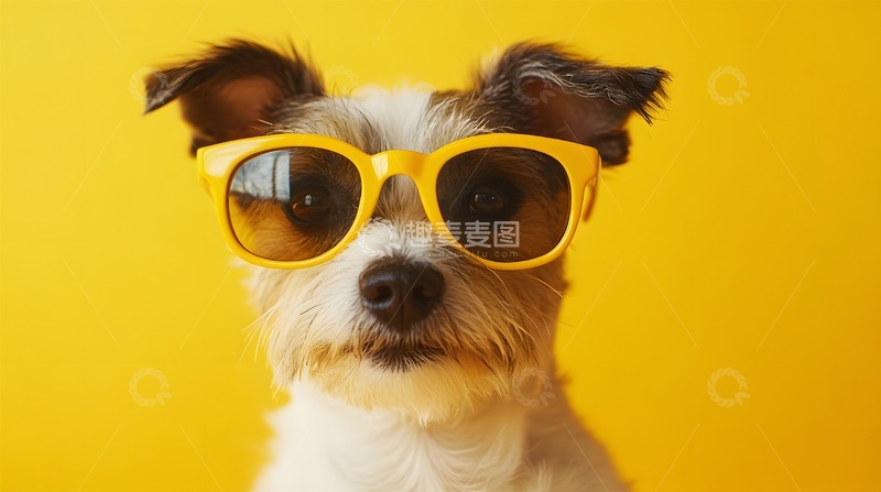 高清大图下载【趣麦麦图】趣味狗戴墨镜可爱摄影