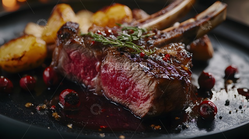 高清大图下载【趣麦麦图】美味烤羊排配土豆