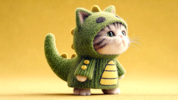披着恐龙装的小猫咪