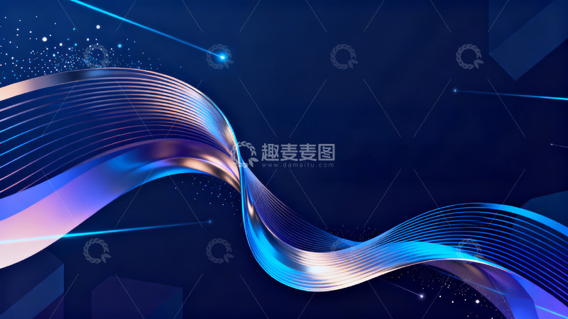 高清大图下载【趣麦麦图】科技感蓝色波浪抽象背景