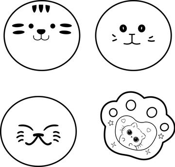 可爱动物头像简笔画素材