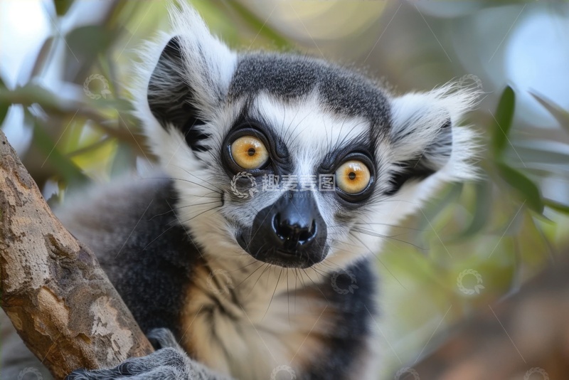 高清大图下载【趣麦麦图】一只狐猴面部特写